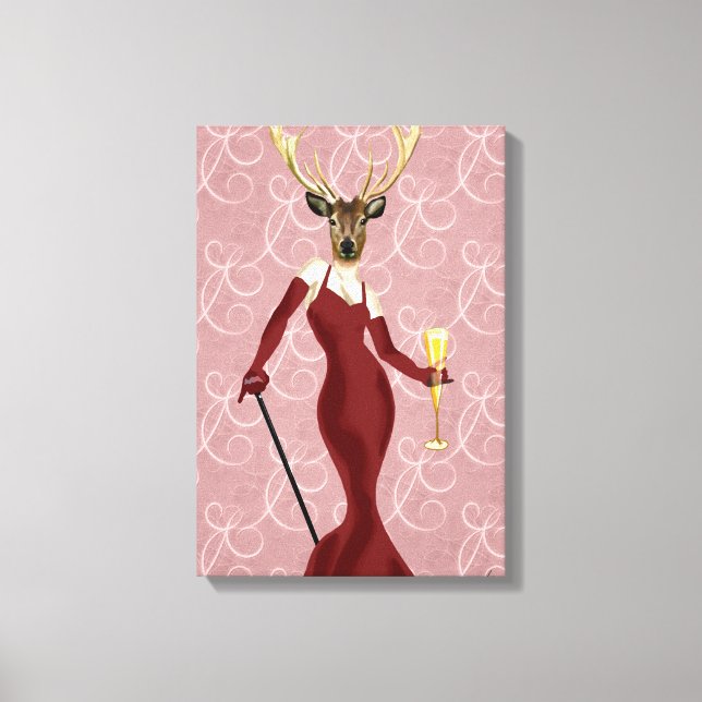 Glamour Deer in Marsala Canvas Print (Front)