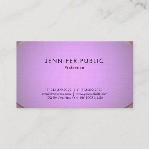 Glamour Design Purple Gold Elite Plain Luxury Business Card