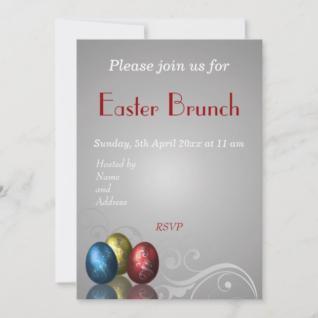 Glamour Easter Eggs - Easter Brunch Invitation (Front)