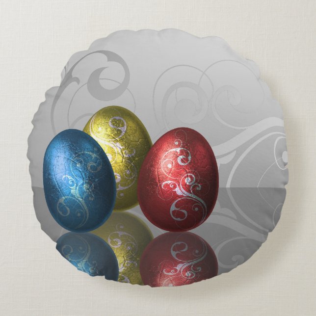 Glamour Easter Eggs - Round Pillow (Front)