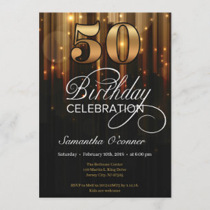 Glamour fancy gold black 50th birthday invitation
