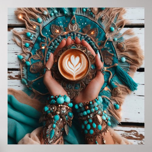 Glamour fashion boho summer coffee photo poster