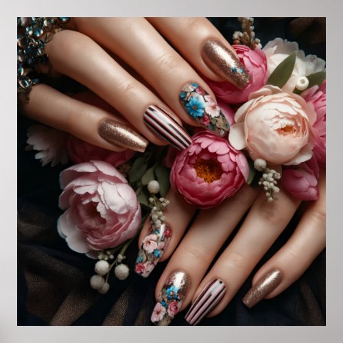 Glamour fashion luxury summer nails art photo poster
