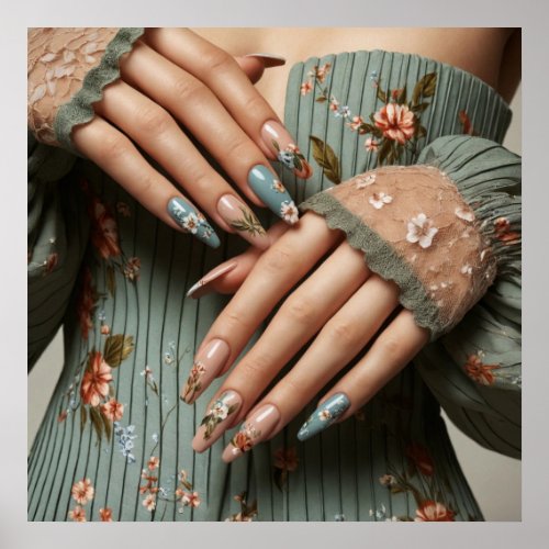 Glamour fashion luxury summer nails art photo poster