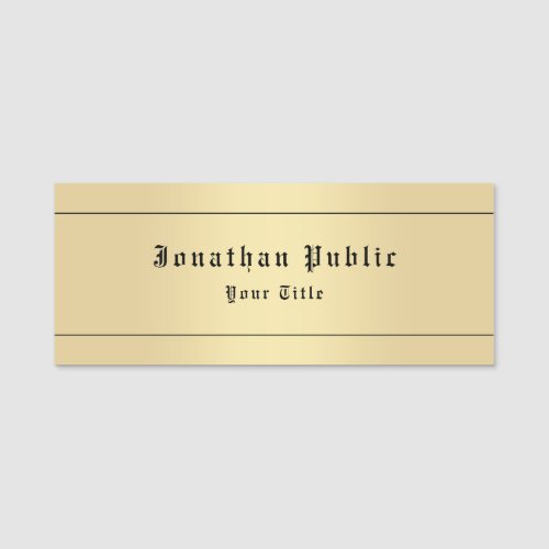 Glamour Faux Gold Classic Look Personalized Trendy Name Tag