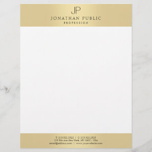 Glamour Faux Gold Elegant Monogrammed Template Letterhead