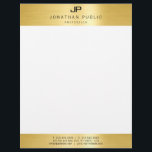 Glamour Faux Gold Initial Professional Modern Letterhead<br><div class="desc">Glamour Faux Gold Initial Professional Modern Template Elegant Letterhead.</div>