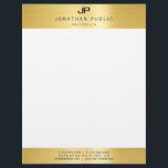 Glamour Faux Gold Initial Professional Modern Letterhead<br><div class="desc">Glamour Faux Gold Initial Professional Modern Template Elegant Letterhead.</div>