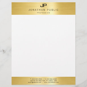 Glamour Faux Gold Initial Professional Modern Letterhead