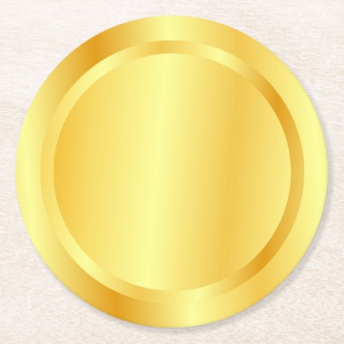 Glamour Faux Gold Metallic Look Elegant Blank Round Paper Coaster