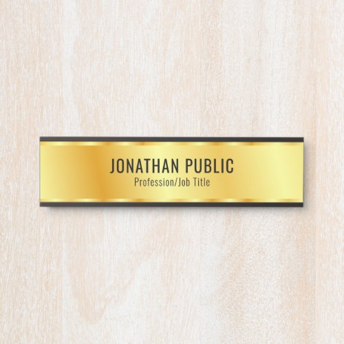 Glamour Faux Gold Metallic Look Modern Template Door Sign