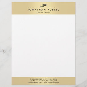 Glamour Faux Gold Modern Elegant Monogram Template Letterhead