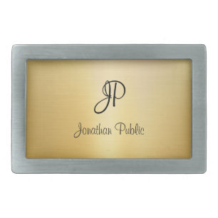 Glamour Faux Gold Modern Monogram Template Belt Buckle