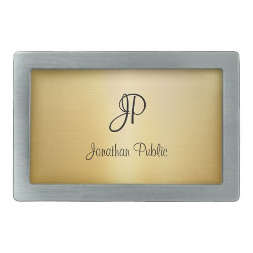 Glamour Faux Gold Modern Monogram Template Belt Buckle