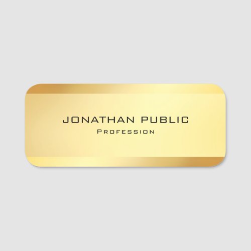 Glamour Faux Gold Modern Simple Template Elegant Name Tag