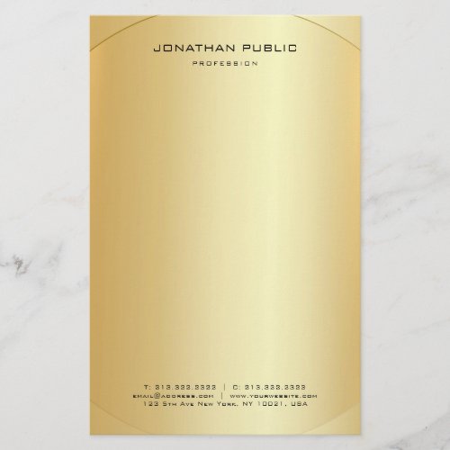 Glamour Faux Gold Personalized Modern Elegant Stationery