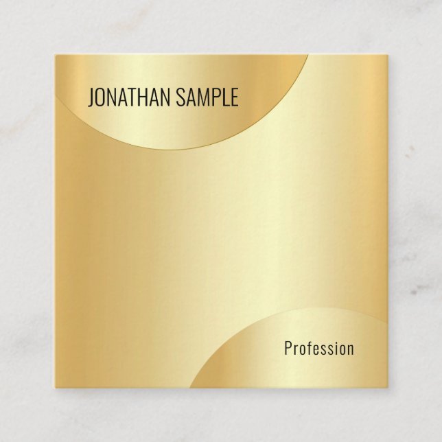 Glamour Faux Gold Template Modern Elegant Design Square Business Card (Front)