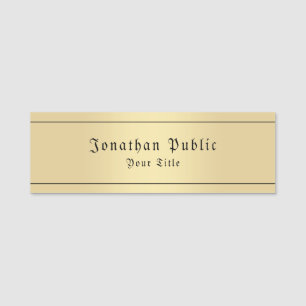 Glamour Faux Gold Vintage Look Old Style Text Name Tag