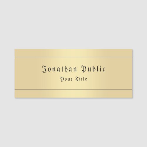 Glamour Faux Gold Vintage Look Old Text Template Name Tag