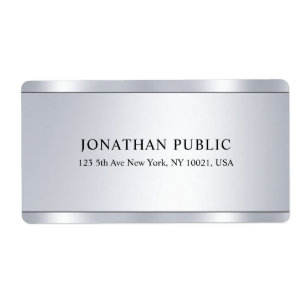 Glamour Faux Silver Modern Elegant Template Label