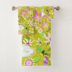 Glamour Floral Chic Green Bath Towel Set
