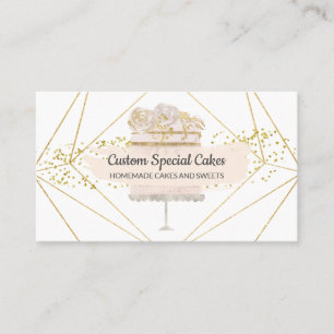 Glamour Floral Wedding Birthday Cake Bakery Business Card