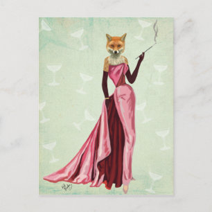Glamour Fox in Pink 2 Postcard