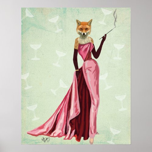 Glamour Fox in Pink Poster