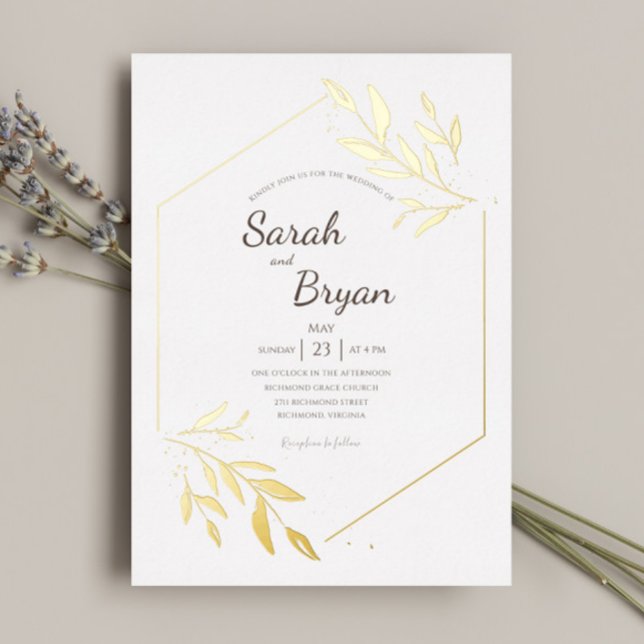 Glamour Frame Gold Foil Wedding Invitation Foil Invitation (Creator Uploaded)