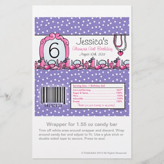 Glamour Girl Birthday Candy Wrapper