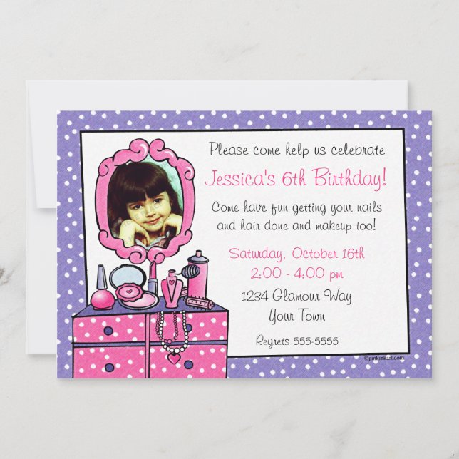 Glamour Girl Birthday Photo Party Invitation (Front)