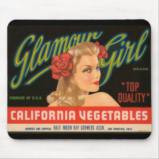 Glamour Girl California Vegetables Vintage Ad Mouse Pad
