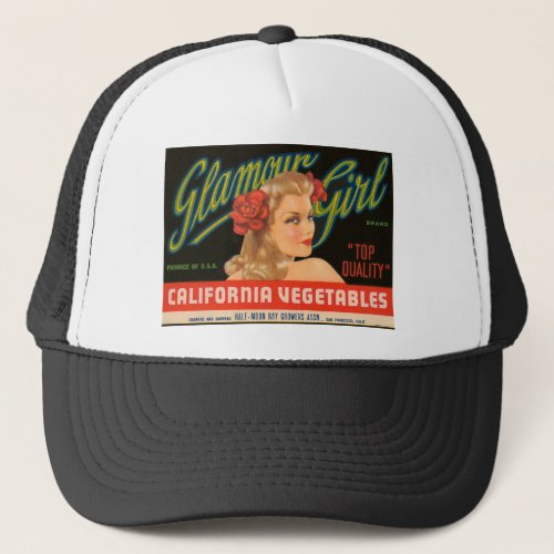 Glamour Girl California Vegetables Vintage Ad Trucker Hat