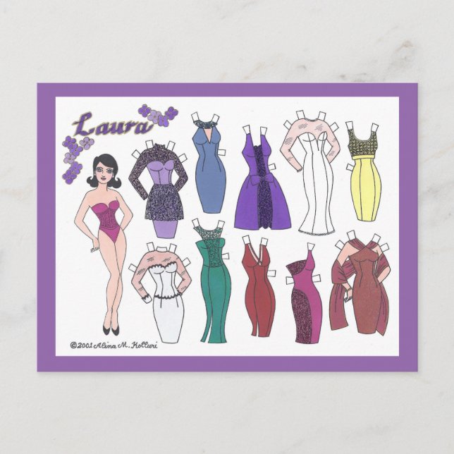Glamour Girl Laura Paper Doll Postcard (Front)