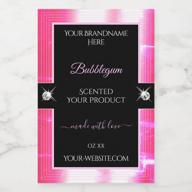 Glamour Girly Pink Black Brilliants Product Label (Single Label)