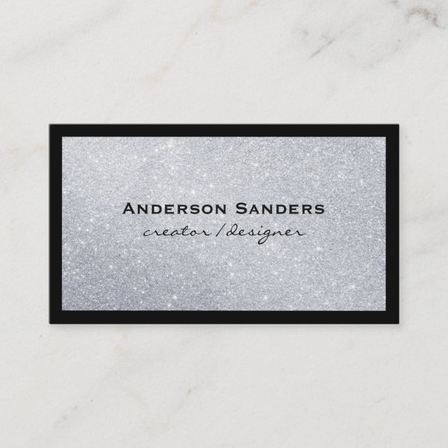 Glamour Glitter and Black Border Business Card (Front)