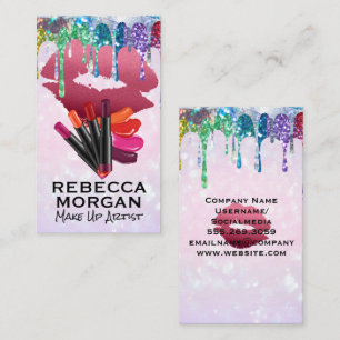 Glamour Glitter Shiny Drip Lipstick Kiss Business Card