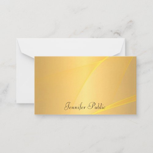 Glamour Gold Background Handwriting Script Text Note Card