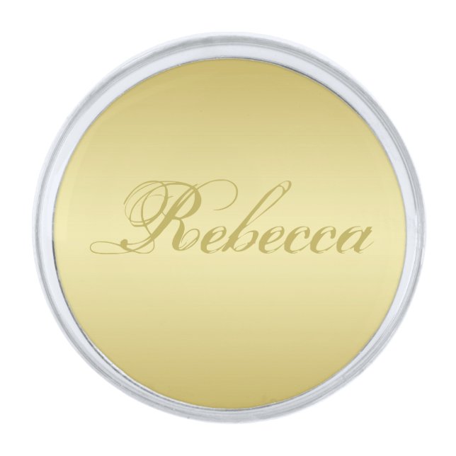 Glamour gold background Personalized Template Name Silver Finish Lapel Pin (Front)