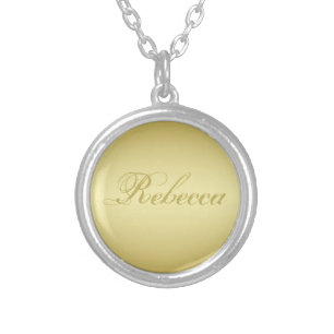 Glamour gold background Personalized Template Name Silver Plated Necklace