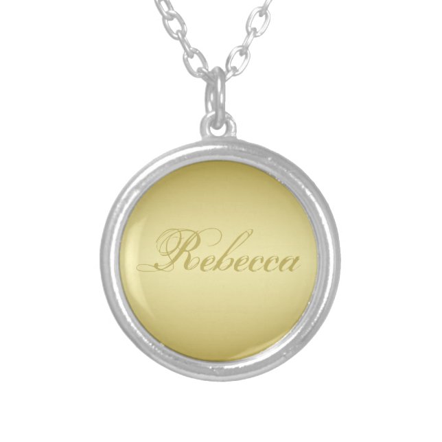 Glamour gold background Personalized Template Name Silver Plated Necklace (Front)