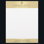 Glamour Gold Color White Elegant Monogram Template Letterhead<br><div class="desc">Glamour Gold Color White Elegant Monogram Modern Template Letterhead.</div>