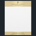 Glamour Gold Color White Elegant Monogram Template Letterhead<br><div class="desc">Glamour Gold Color White Elegant Monogram Modern Template Letterhead.</div>