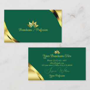 Glamour Gold Corners on Teal with Pretty Petals Business Card