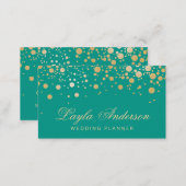 Glamour Gold Dots Decor - Retro Emerald Green Business Card (Front/Back)