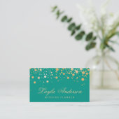 Glamour Gold Dots Decor - Retro Emerald Green Business Card (Standing Front)