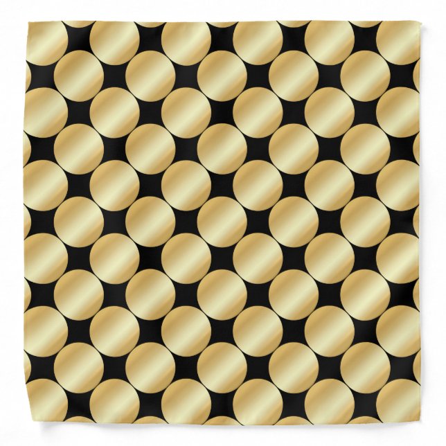 Glamour Gold Dots Trendy Elegant Black Template Bandana (Front)