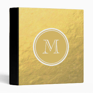 Glamour Gold Foil Background Monogram 3 Ring Binder