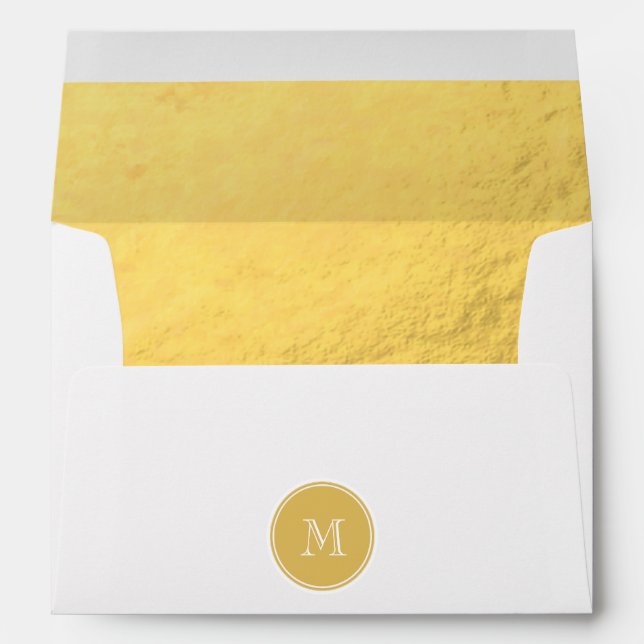 Glamour Gold Foil Background Monogram Envelope (Back (Bottom))