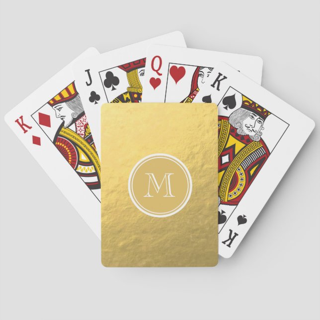 Glamour Gold Foil Background Monogram Poker Cards (Back)